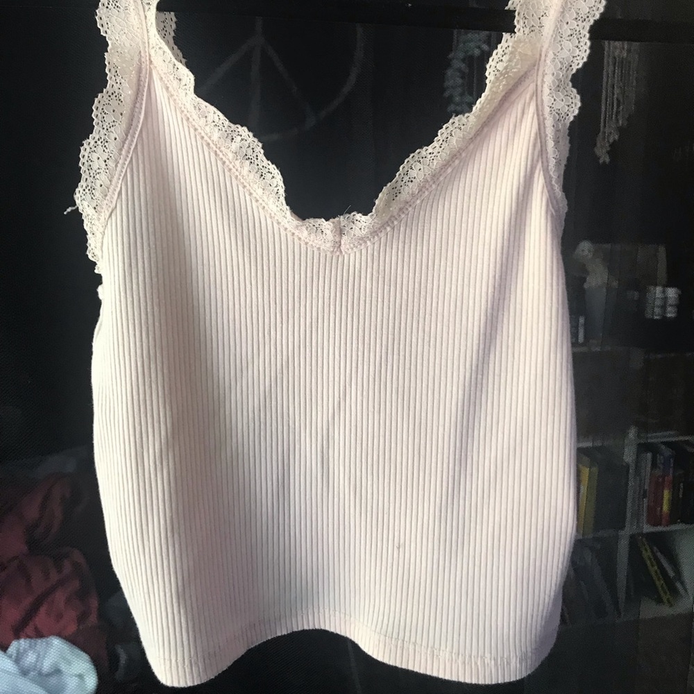 Light pink crop top with lace detailing
